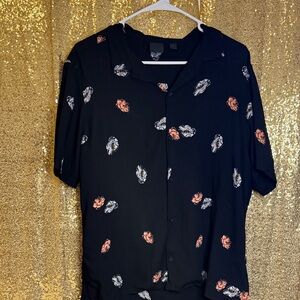 ASOS Black Floral Casual Button Down Shirt